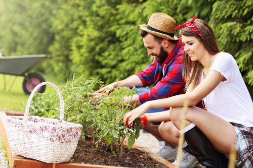Local Cranford landscaping team planning a garden layout